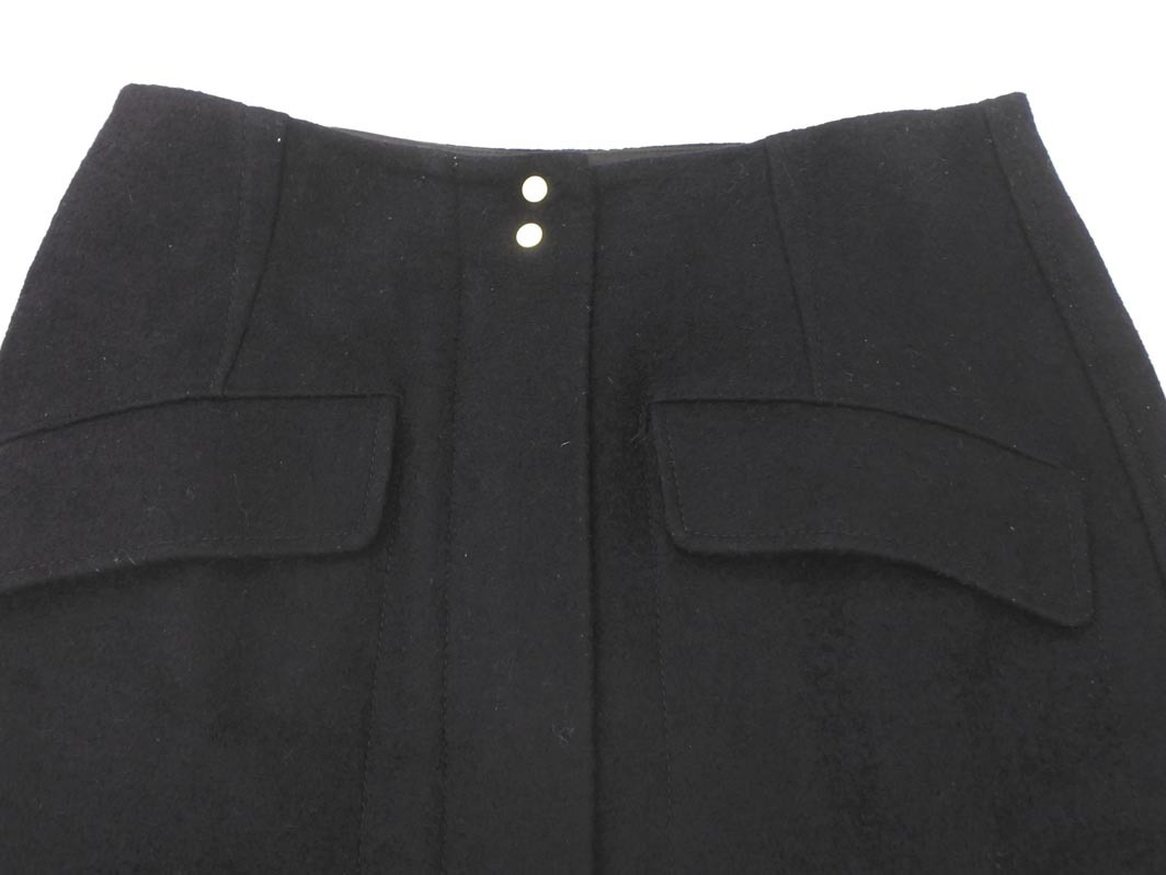 MACPHEE マカフィー トゥモローランド ウール混 フロントジップ ラップ タイト スカート size34/濃紺 ◇■ ☆ fja7 レディース_画像3