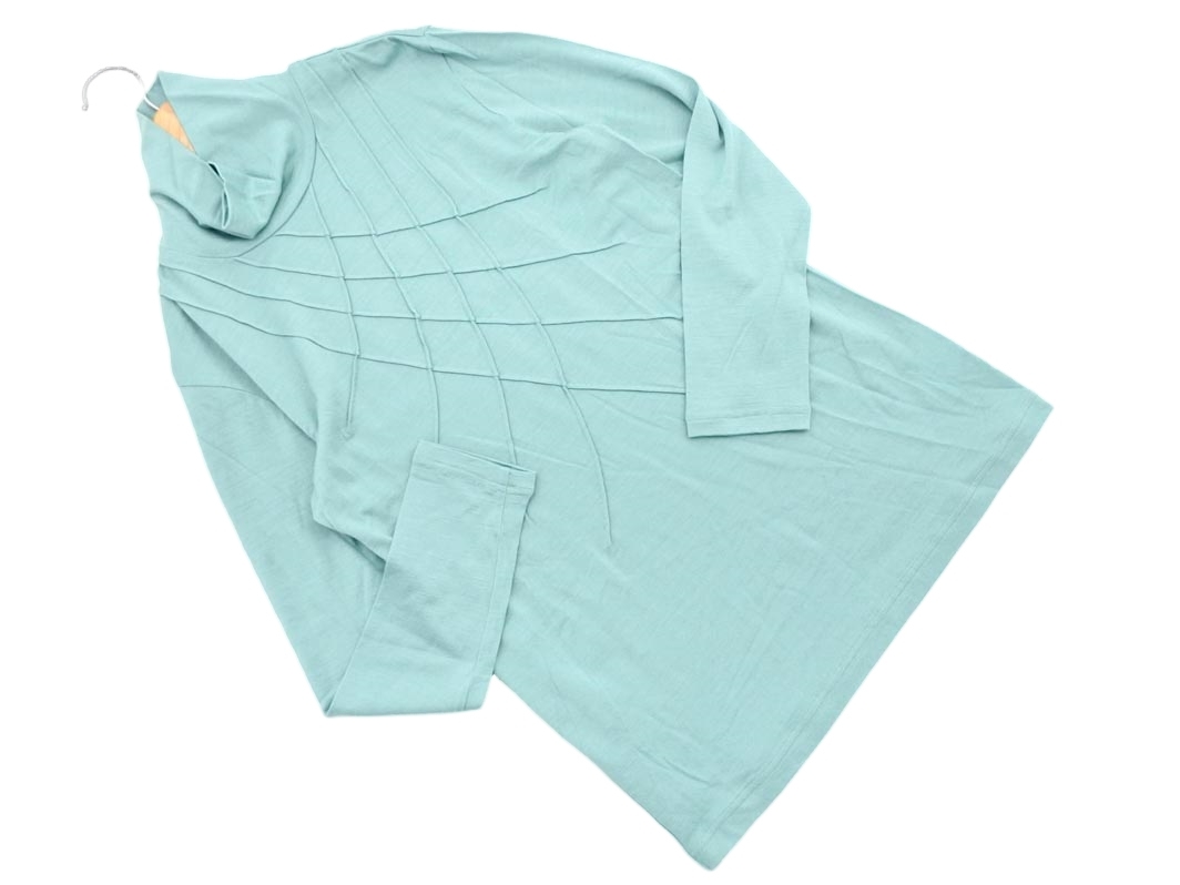 ネコポスOK GIANNI LO GIUDICE ジャンニロジュディチェ ウール混 ハイネック カットソー size36/緑 ◇■ ☆ fja7 レディース_画像1