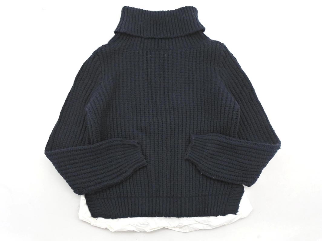 repipi armario レピピアルマリオ 刺繍 フェイクレイヤード タートルネック ニット セーター sizeM(160-165cm)/紺 ◇■ ☆ fja8 女の子_画像4