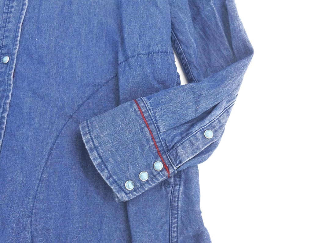 AS KNOW AS アズノゥアズ de base デニム シャツ ワンピース sizeF/青 ◇■ ☆ fja8 レディース_画像3