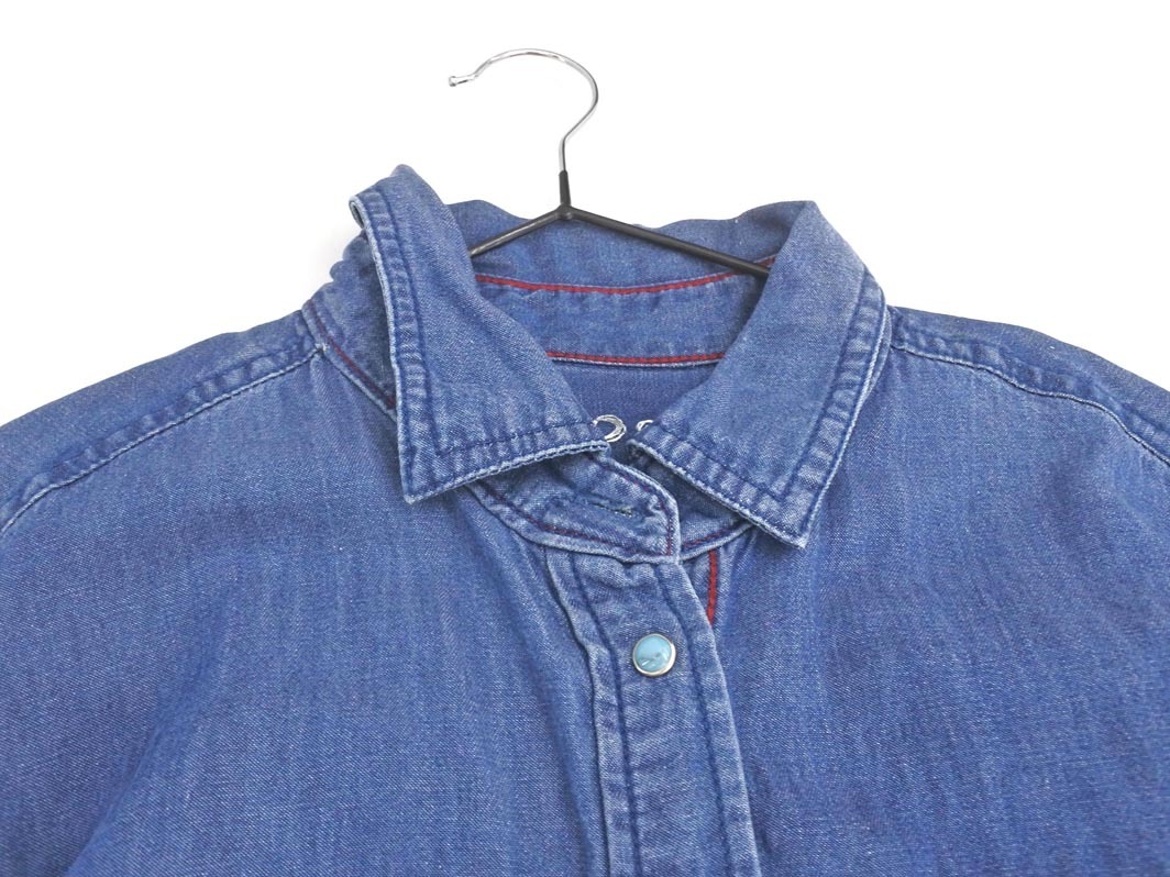 AS KNOW AS アズノゥアズ de base デニム シャツ ワンピース sizeF/青 ◇■ ☆ fja8 レディース_画像4