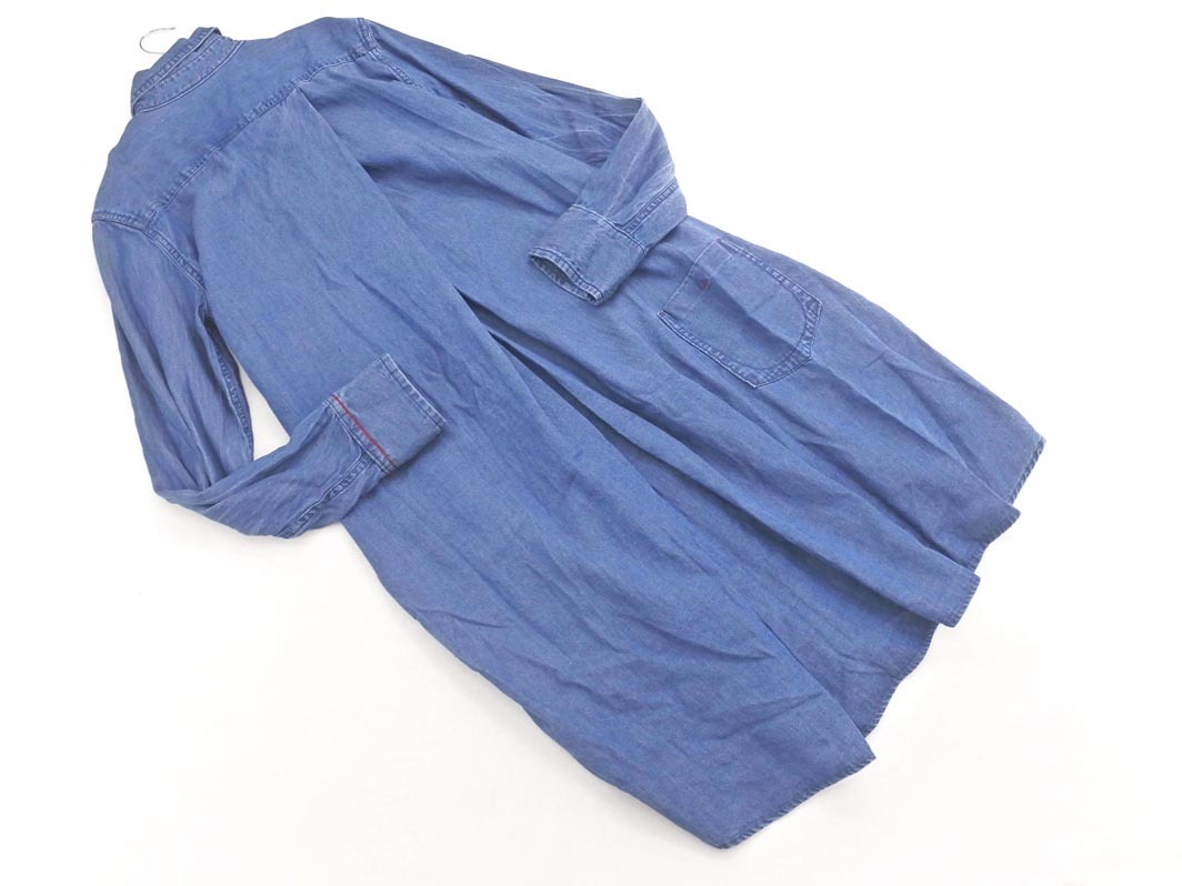 AS KNOW AS アズノゥアズ de base デニム シャツ ワンピース sizeF/青 ◇■ ☆ fja8 レディース_画像5