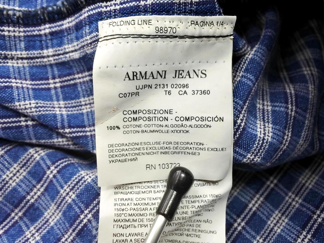 ARMANI JEANS Armani Jeans Logo проверка рубашка sizeXS/ синий *# * fja8 мужской