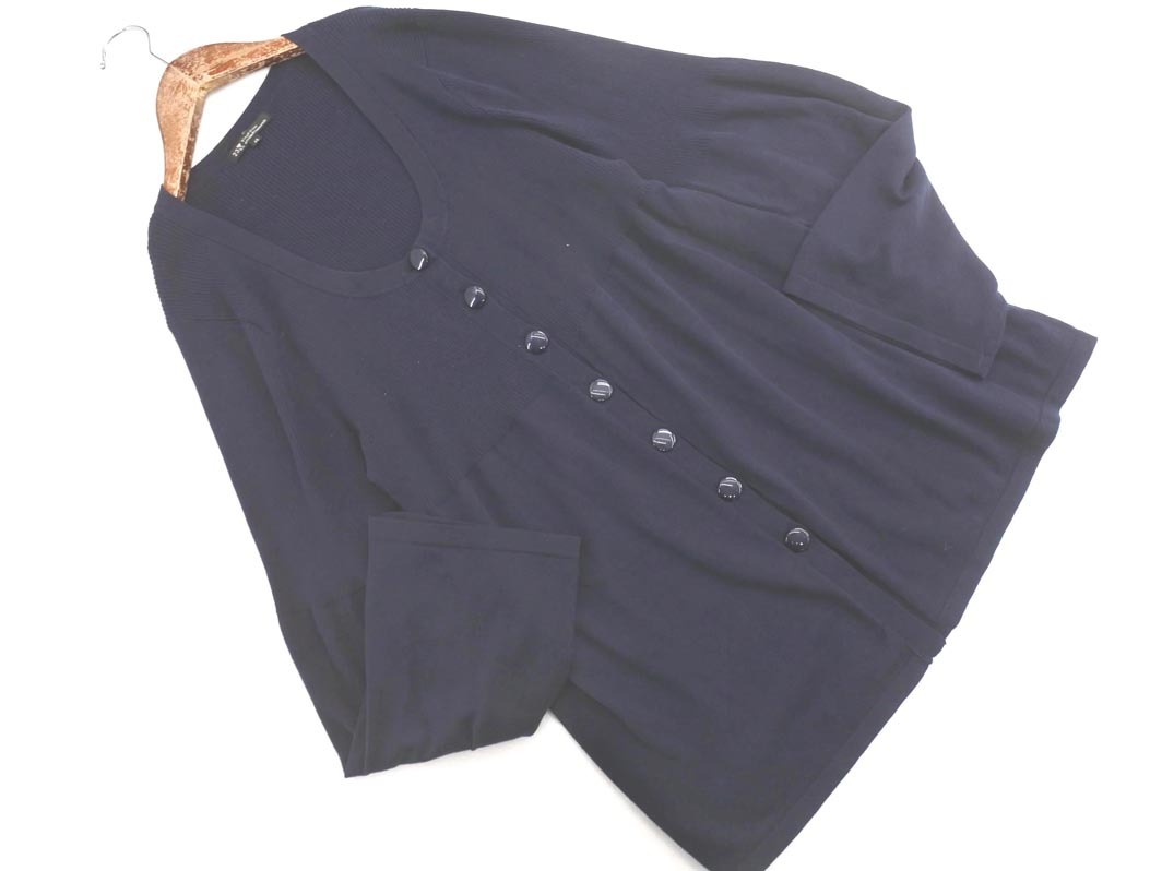 23区 大きいサイズ Uネック ニット カーディガン size44/紺 ◇■ ☆ fja8 レディース_画像1