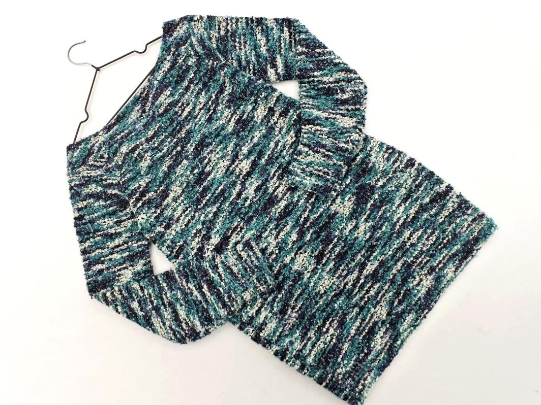 VICKY ビッキー ボートネック ニット セーター size2/緑ｘ紺 ◇■ ☆ fjb0 レディース