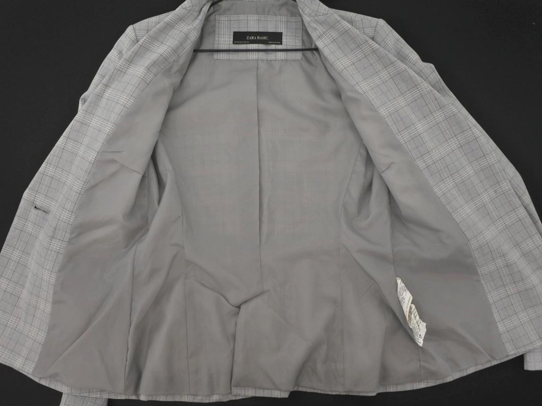 ZARA basic ザラ ベーシック チェック テーラード ジャケット size34/グレー ◇■ ☆ fjb0 レディース_画像6