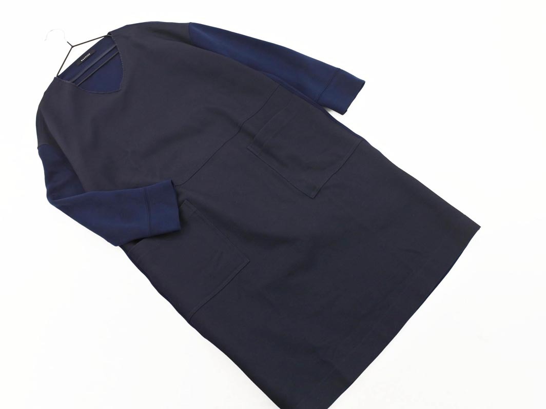 MACPHEE マカフィー トゥモローランド Vネック 切替 ワンピース size36/紺 ◇■ ☆ fjb0 レディース_画像1