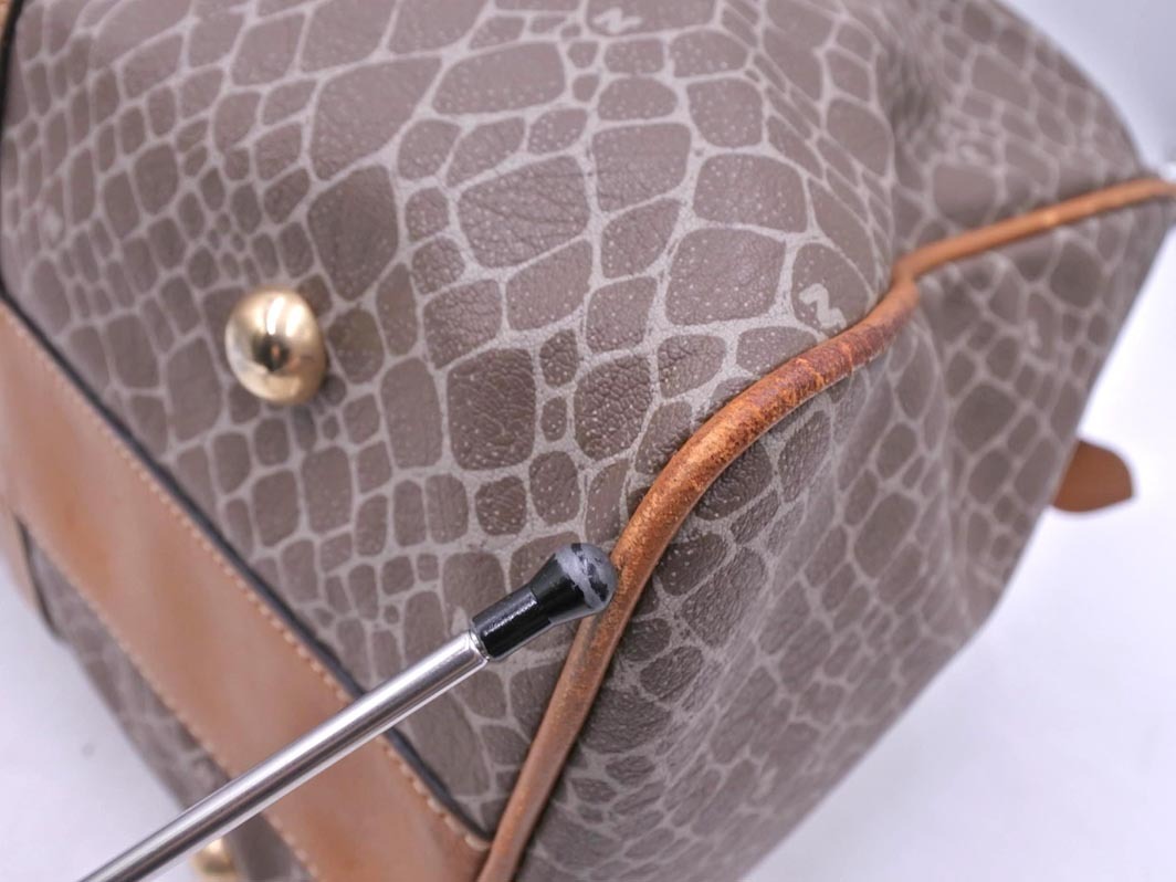 NINA RICCI ニナリッチ きりん柄 ボストン バッグ 茶 ■■ ☆ fjb4 レディース_画像5