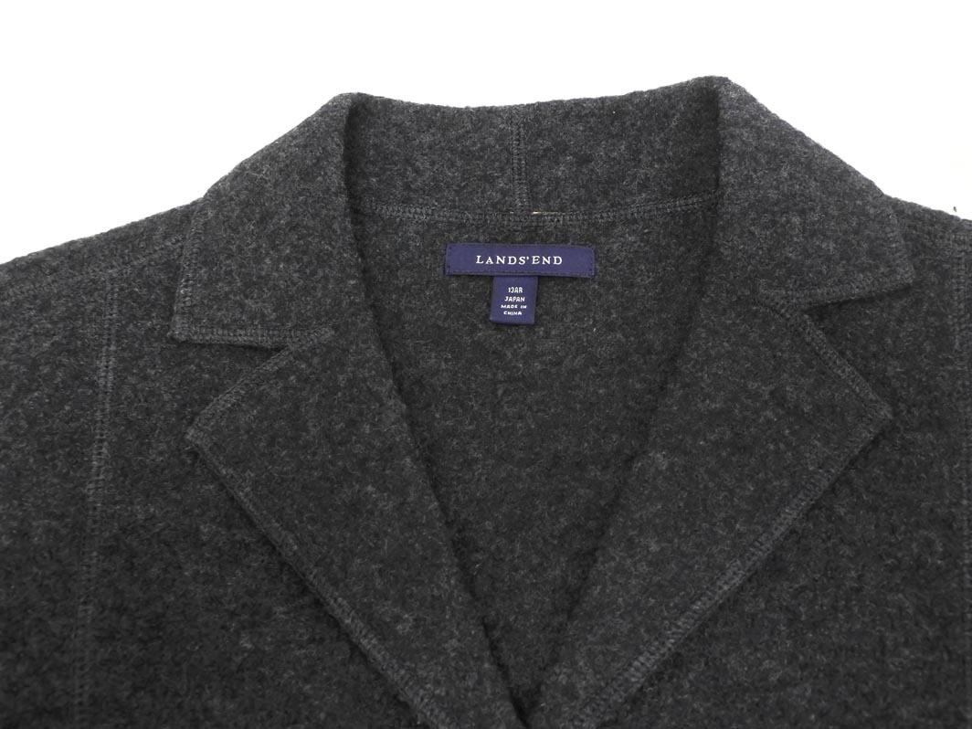LANDS’ END ランズエンド ウール100% テーラード ジャケット size13AR/チャコール ◇■ ☆ fjb4 レディース_画像3