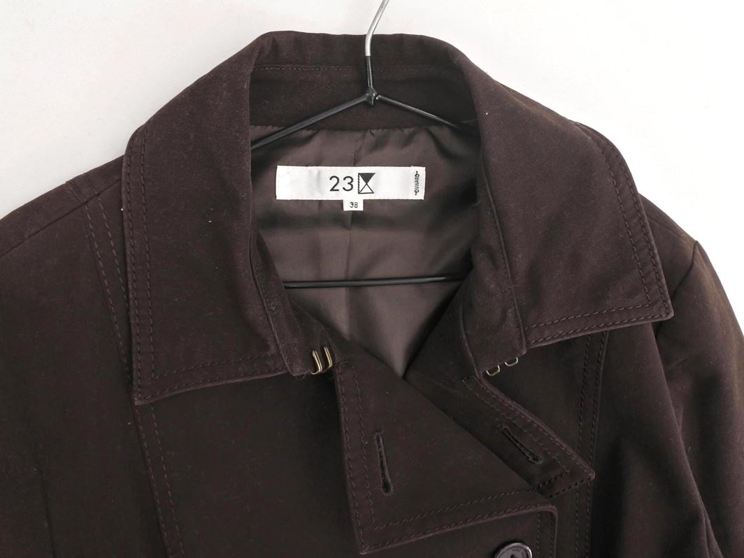 23 район двойной кнопка пальто жакет size38/ Brown *# * fjb4 женский
