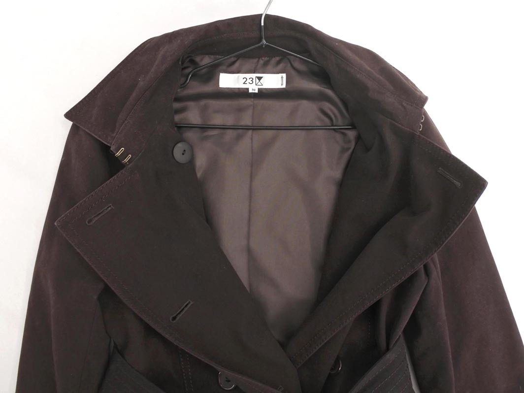 23 район двойной кнопка пальто жакет size38/ Brown *# * fjb4 женский