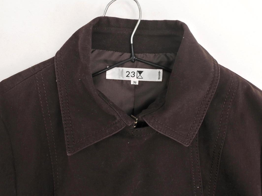 23 район двойной кнопка пальто жакет size38/ Brown *# * fjb4 женский