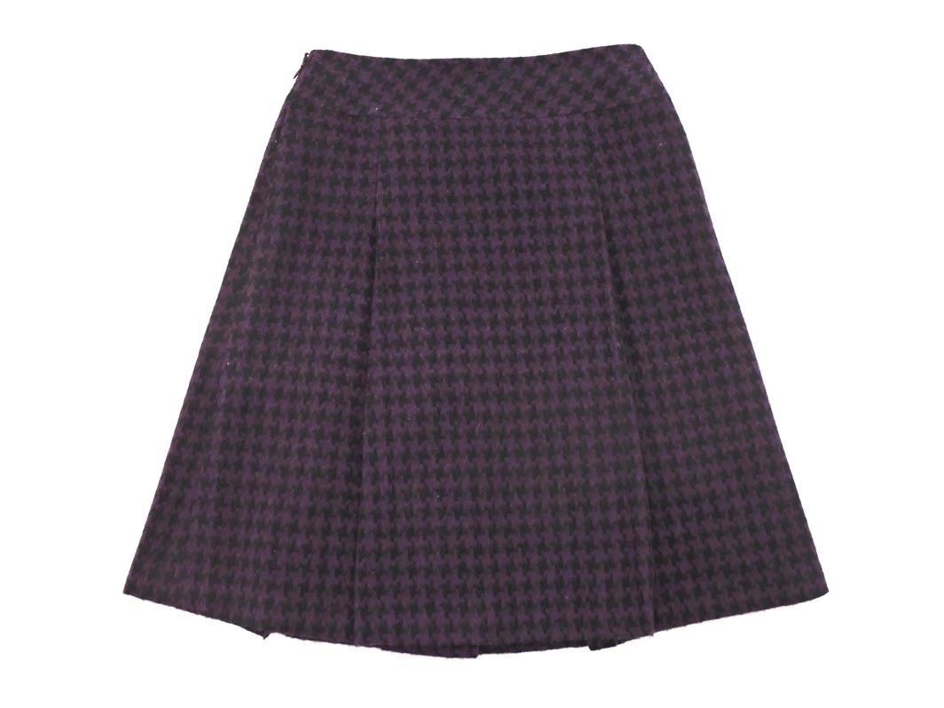 UNTITLED Untitled шерсть . юбка в складку size2/ фиолетовый x чёрный *# * fjb4 женский