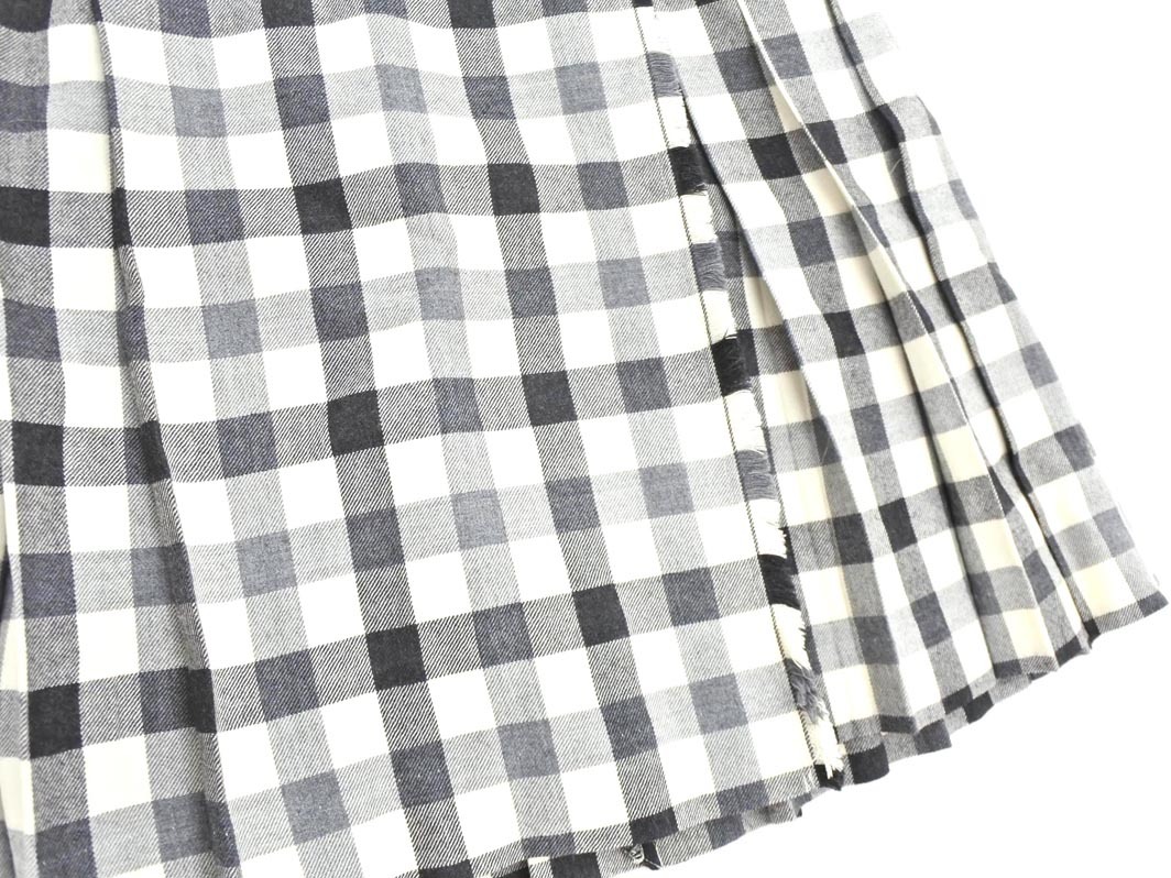 MACPHEE マカフィー トゥモローランド ウール100% ギンガムチェック ラップ プリーツ スカート size36/白ｘ黒 ◇■ ☆ fjb4 レディース_画像2