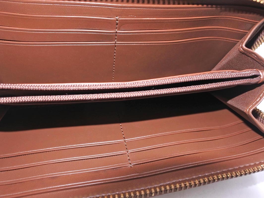 COACH コーチ シグネチャー PVC ラウンドジップ 長 財布 茶 ■■ ☆ fjb5 レディース_画像6