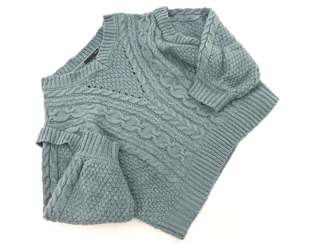 Heather ヘザー ケーブル編み Vネック ニット セーター sizeF/サックス ◇■ ☆ fjb5 レディース_画像1