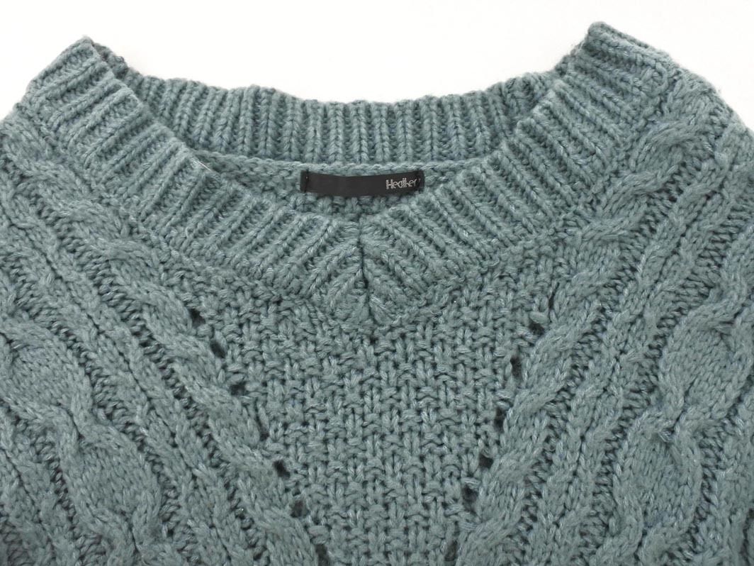 Heather ヘザー ケーブル編み Vネック ニット セーター sizeF/サックス ◇■ ☆ fjb5 レディース_画像3