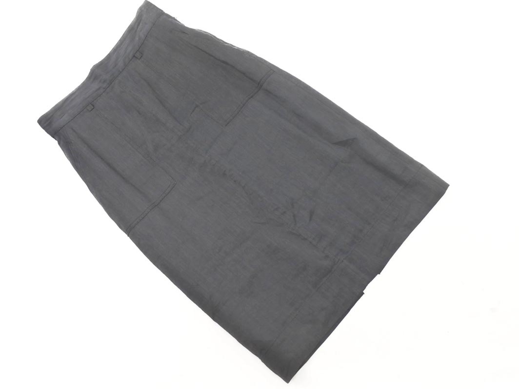 ネコポスOK MACPHEE マカフィー トゥモローランド リネン混 スリット タイト スカート size34/黒 ■■ ☆ fjb5 レディース_画像1