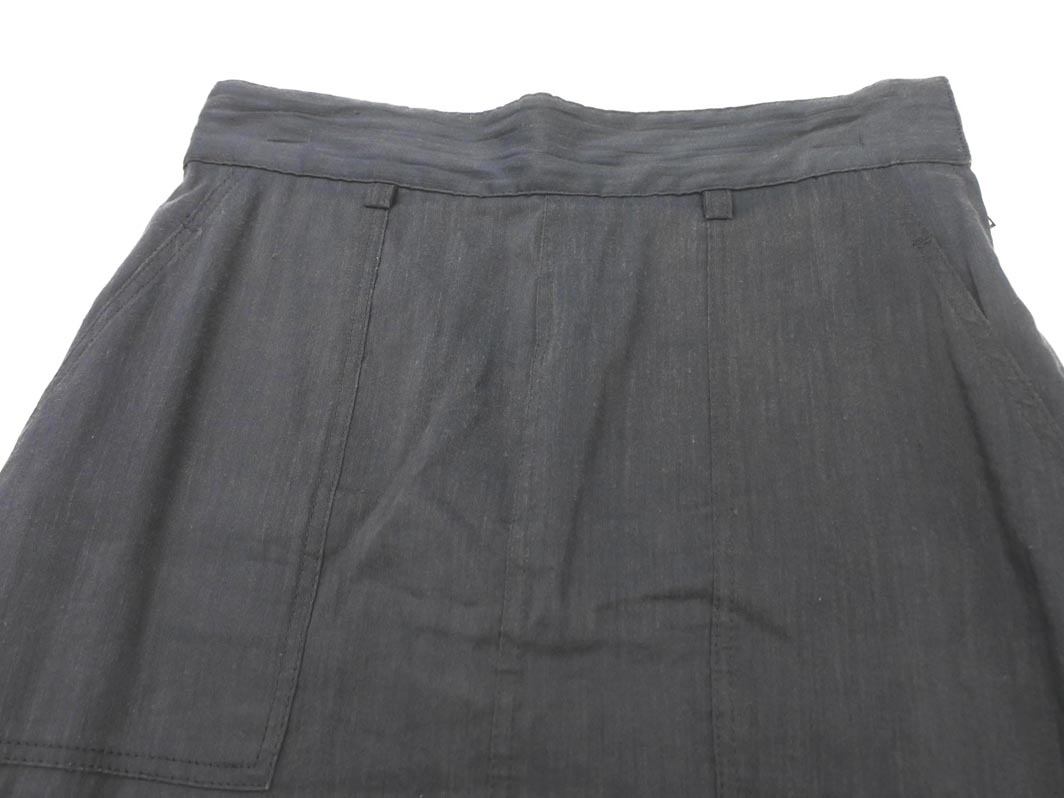 ネコポスOK MACPHEE マカフィー トゥモローランド リネン混 スリット タイト スカート size34/黒 ■■ ☆ fjb5 レディース_画像2