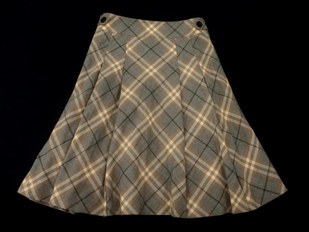 BURBERRY バーバリー ウール100% チェック スカート size36/グレー ◇■ ☆ fjb4 レディース_画像7