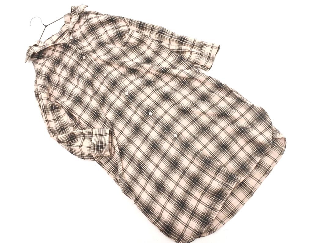 INGNI イング 肩紐付き チェック シャツ ワンピース sizeM/黒ｘベージュ ◇■ ☆ fjb5 レディース
