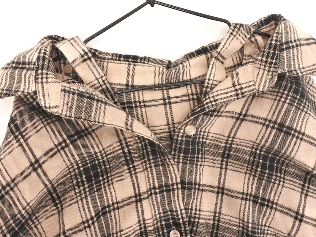 INGNI イング 肩紐付き チェック シャツ ワンピース sizeM/黒ｘベージュ ◇■ ☆ fjb5 レディース