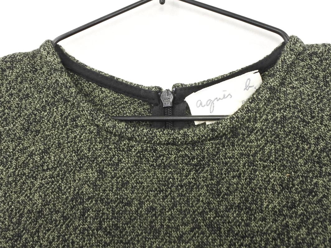 agnes b アニエスベー ウール100% ノースリーブ ニット ワンピース size1/緑ｘ黒 ◇■ ☆ fjb5 レディース_画像4