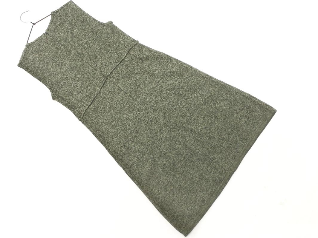 agnes b アニエスベー ウール100% ノースリーブ ニット ワンピース size1/緑ｘ黒 ◇■ ☆ fjb5 レディース_画像5