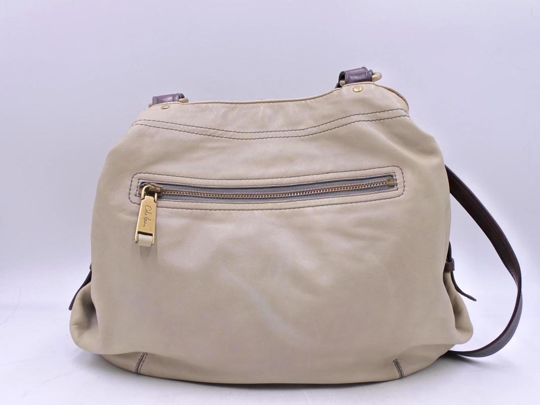 COLE HAAN コールハーン レザー 2WAY トート バッグ ベージュ ■■ ☆ fjb5 レディース_画像3