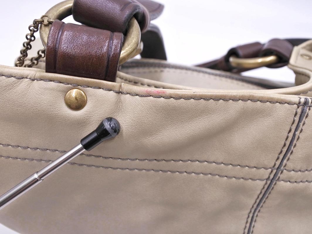 COLE HAAN コールハーン レザー 2WAY トート バッグ ベージュ ■■ ☆ fjb5 レディース_画像6