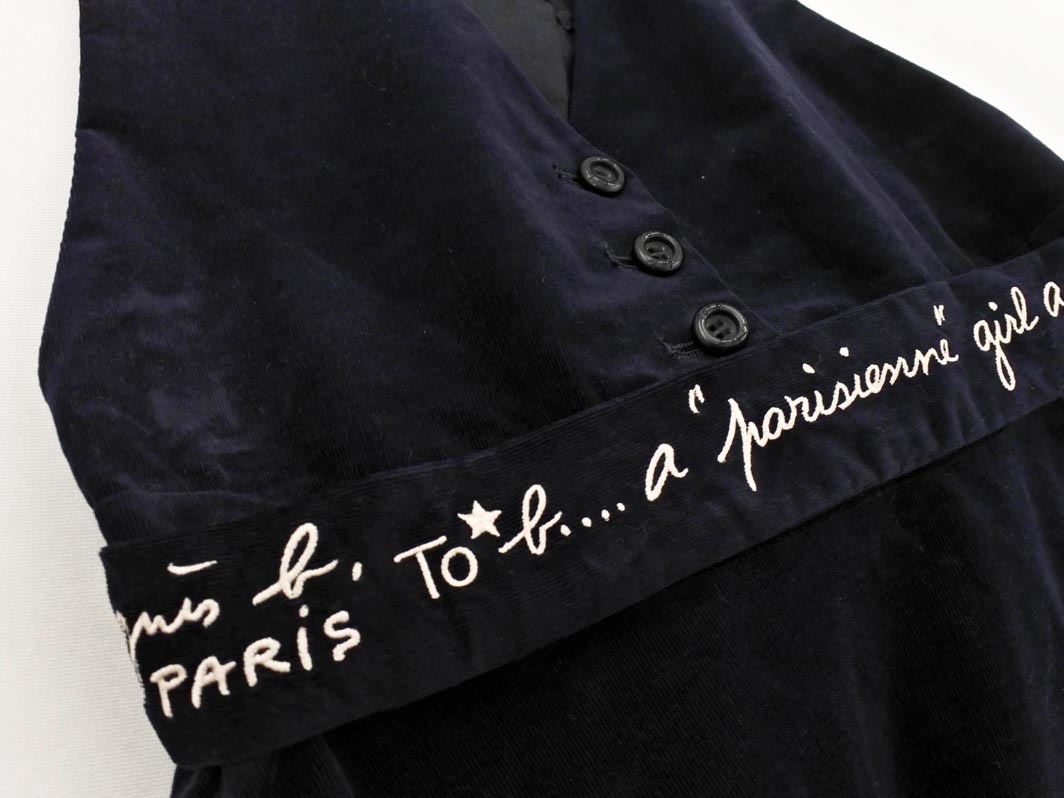 To b by agnes b トゥービーバイアニエスベー リボン 付き ジャンパー スカート size38/紺 ◇■ ☆ fjb5 レディース_画像3