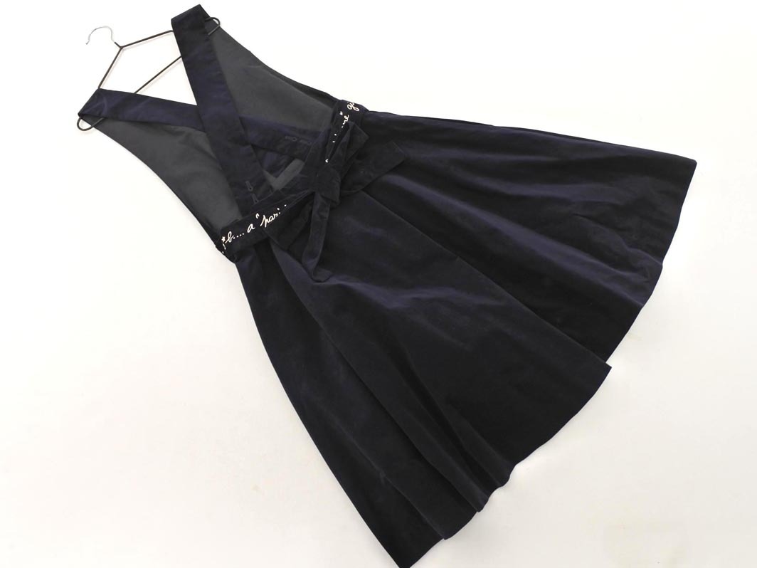 To b by agnes b トゥービーバイアニエスベー リボン 付き ジャンパー スカート size38/紺 ◇■ ☆ fjb5 レディース_画像6
