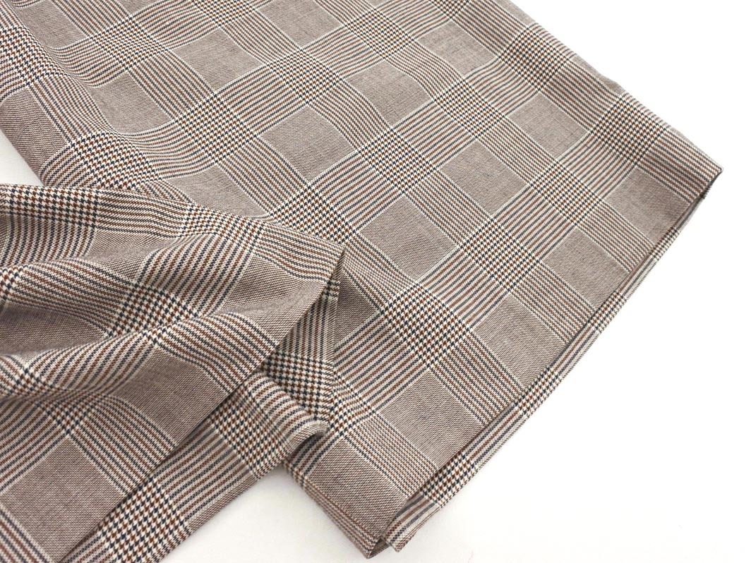 CORDIER コルディア 大きいサイズ ウール混 グレンチェック タック ガウチョ パンツ size1/茶 ◇■ ☆ fjb5 レディース_画像4
