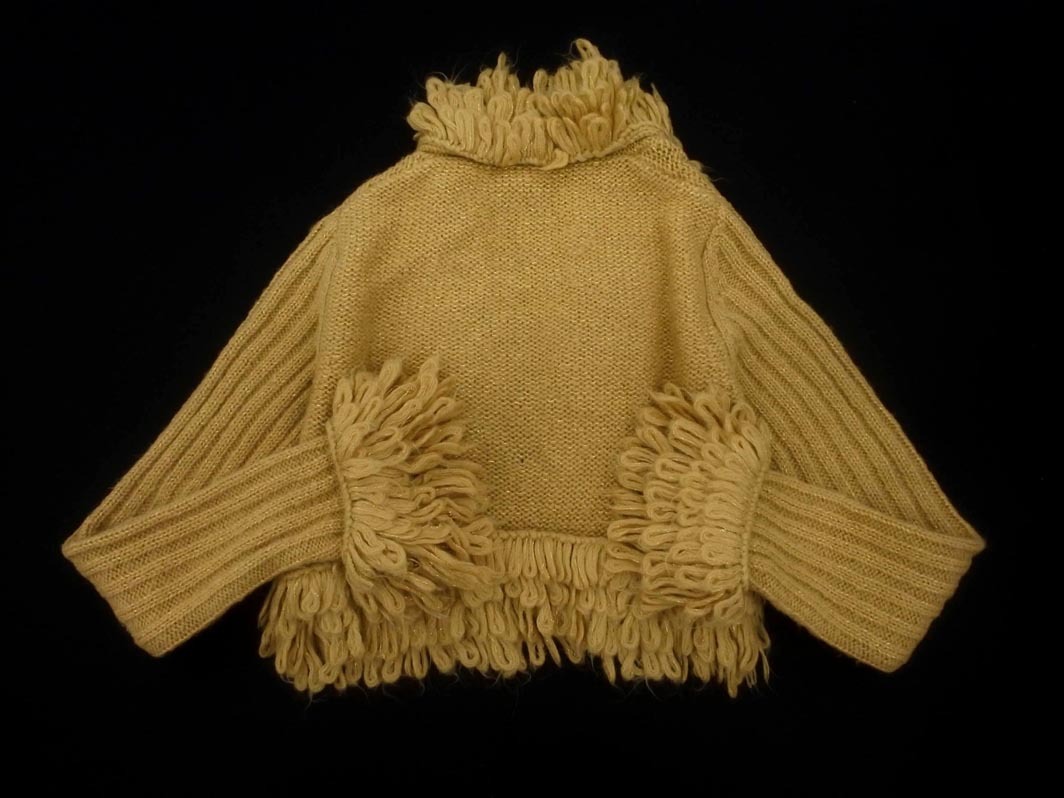 & by P&D アンドバイピーアンドディー ウール混 フリンジ リブ ボレロ カーディガン size38/ベージュxゴールド ◇■ ☆ fjb5 レディース_画像4