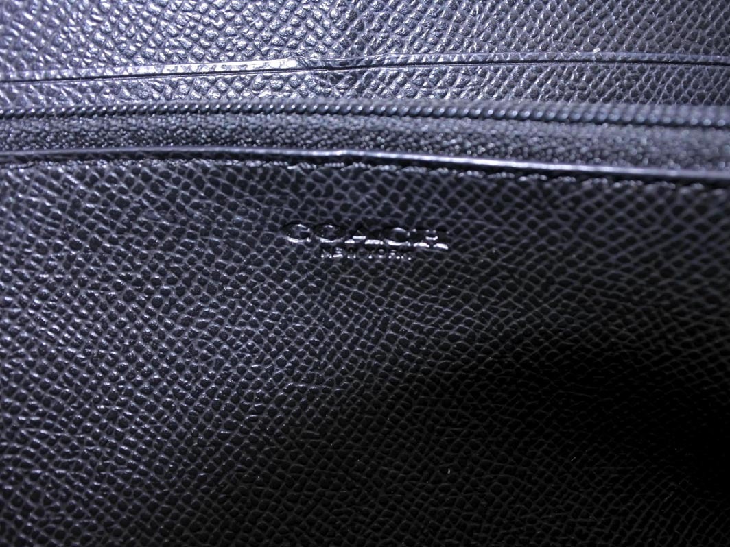COACH コーチ エナメル シグネチャー ラウンドジップ 長 財布 黒 ■■ ☆ fjb4 レディース_画像6