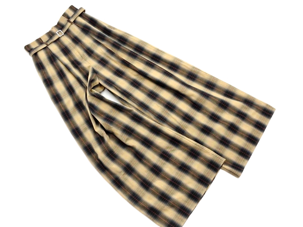 MOUSSY マウジー チェック ワイド パンツ size1/ベージュ ■■ ☆ fjb6 レディース_画像1