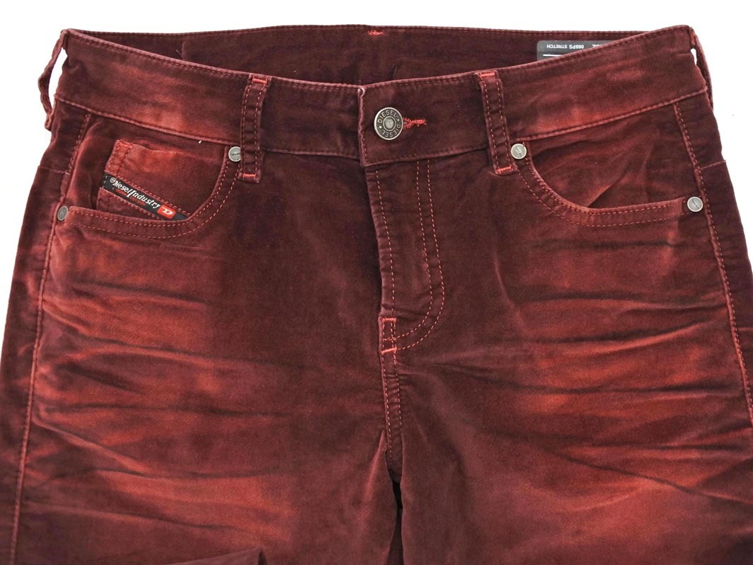 DIESEL ディーゼル D JEVEL SLIM LOW WAIST ベロア パンツ size27/ボルドー ◇■ ☆ fjb7 レディース_画像3