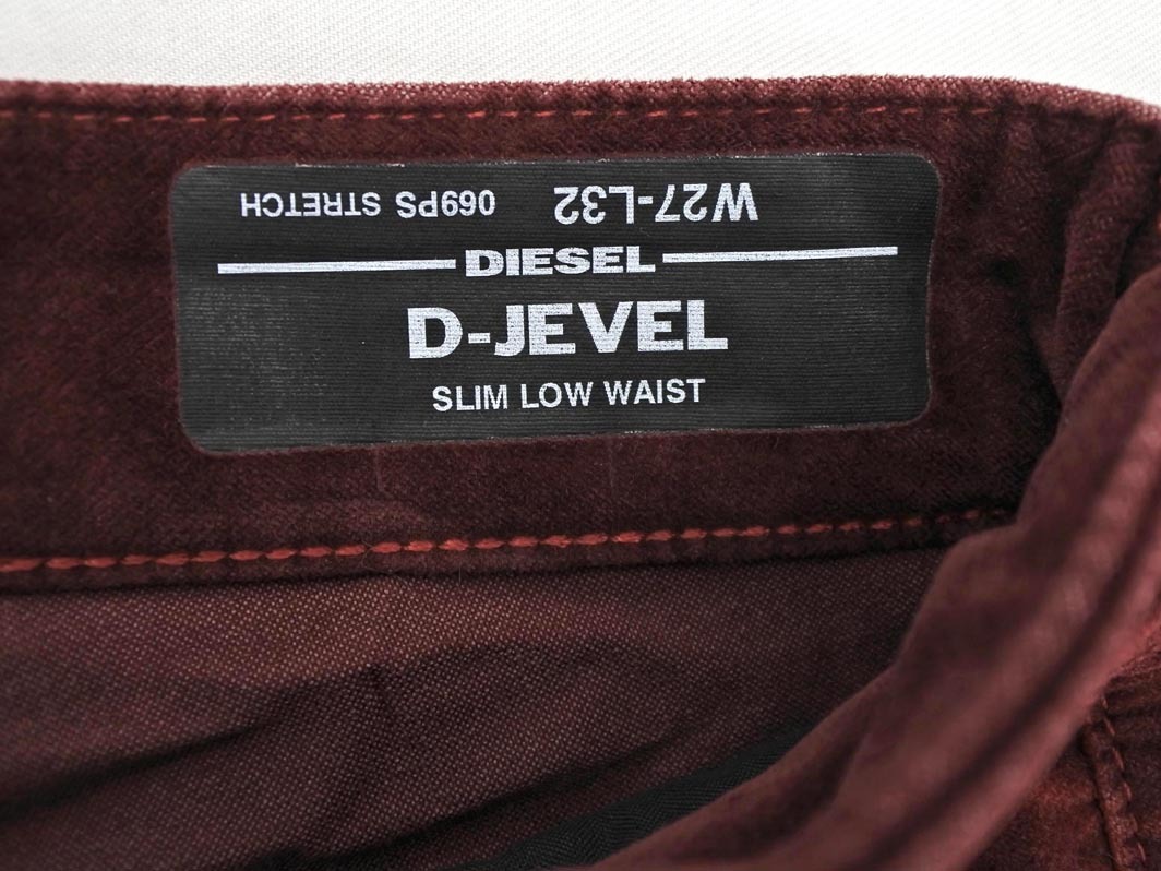 DIESEL ディーゼル D JEVEL SLIM LOW WAIST ベロア パンツ size27/ボルドー ◇■ ☆ fjb7 レディース_画像4