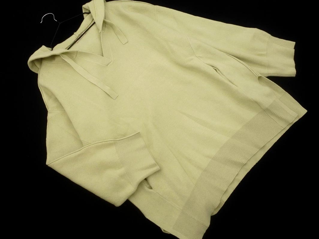 mystic ミスティック フーテッド ニット セーター sizeF/黄緑 ◇■ ☆ fjb7 レディース_画像1