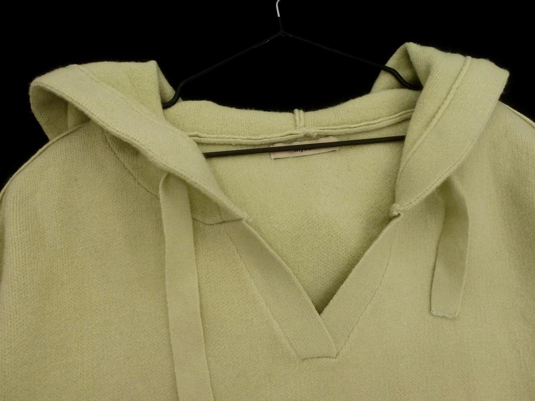 mystic ミスティック フーテッド ニット セーター sizeF/黄緑 ◇■ ☆ fjb7 レディース_画像2