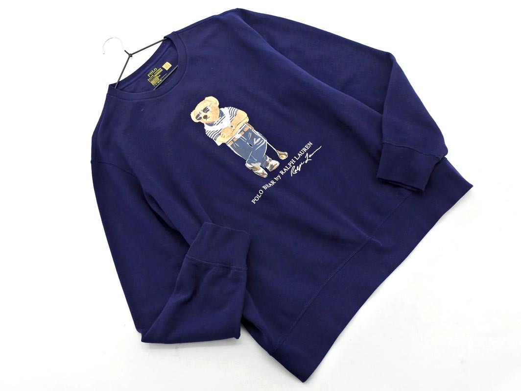 POLO RALPH LAUREN ポロ ラルフローレン ポロベア ゴルファー スウェット sizeL/紺 ◇■◎ ☆ fjb6 メンズ