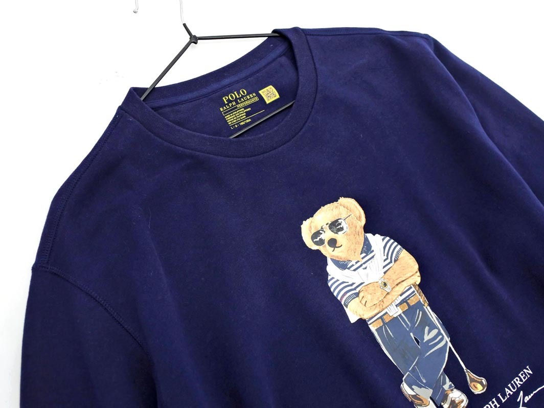 POLO RALPH LAUREN ポロ ラルフローレン ポロベア ゴルファー スウェット sizeL/紺 ◇■◎ ☆ fjb6 メンズ