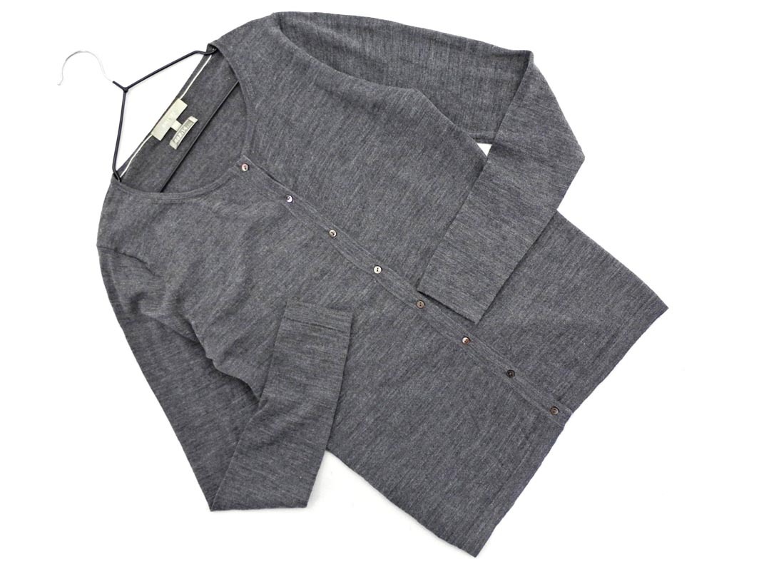 ネコポスOK BALLSEY ボールジー トゥモローランド ウール100% クルーネック ニット カーディガン size38/グレー ◇■ ☆ fjb6 レディース_画像1