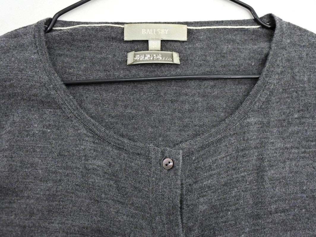 ネコポスOK BALLSEY ボールジー トゥモローランド ウール100% クルーネック ニット カーディガン size38/グレー ◇■ ☆ fjb6 レディース_画像4