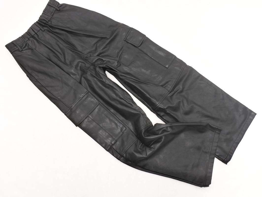 MOUSSY マウジー フェイクレザー カーゴ パンツ size1/黒 ◇■ ☆ fjb7 レディース_画像4