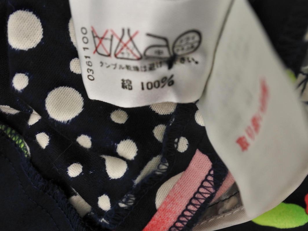 LEONARD レオナール 総柄 ノーカラー ジャケット sizeM/紺 ■◇◎ ☆ fjb7 レディース