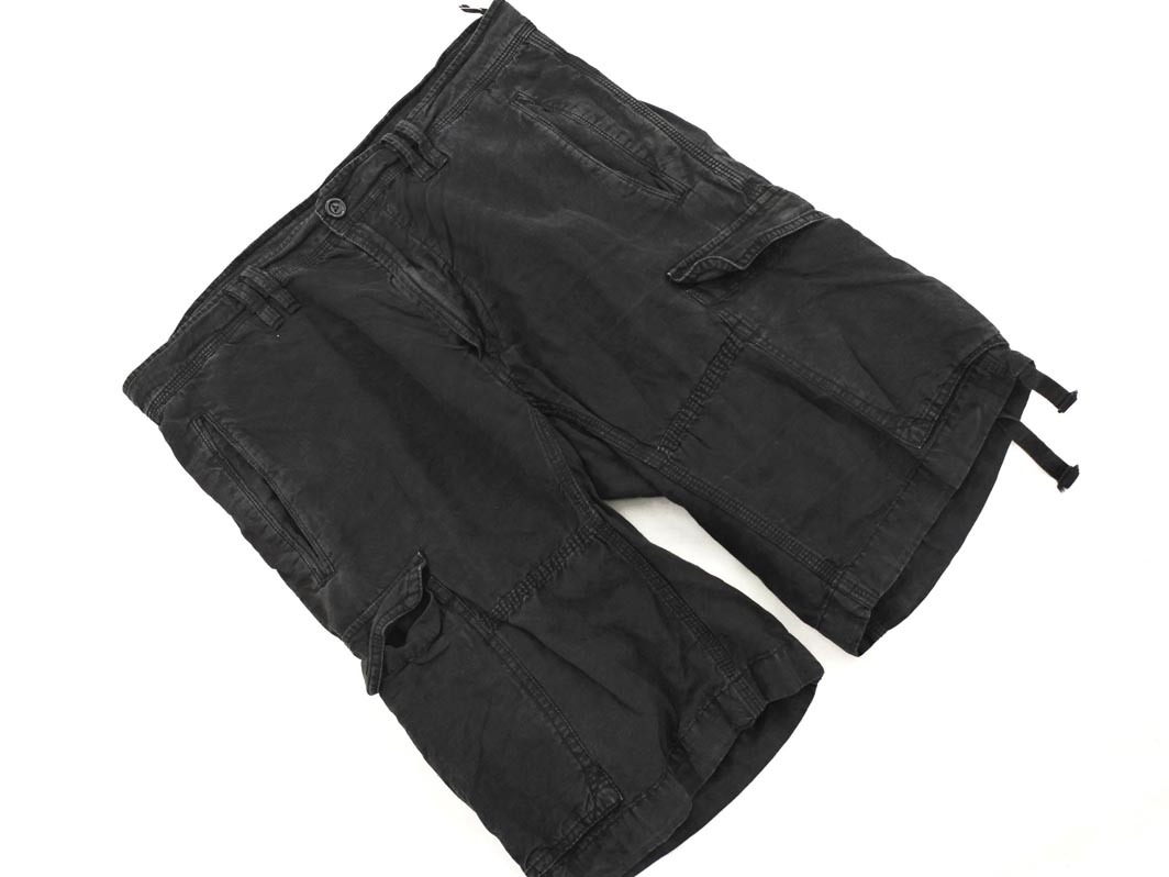 DIESEL ディーゼル 綿麻 カーゴ ハーフ パンツ size32/黒 ■◆ ☆ fjb7 メンズ_画像1