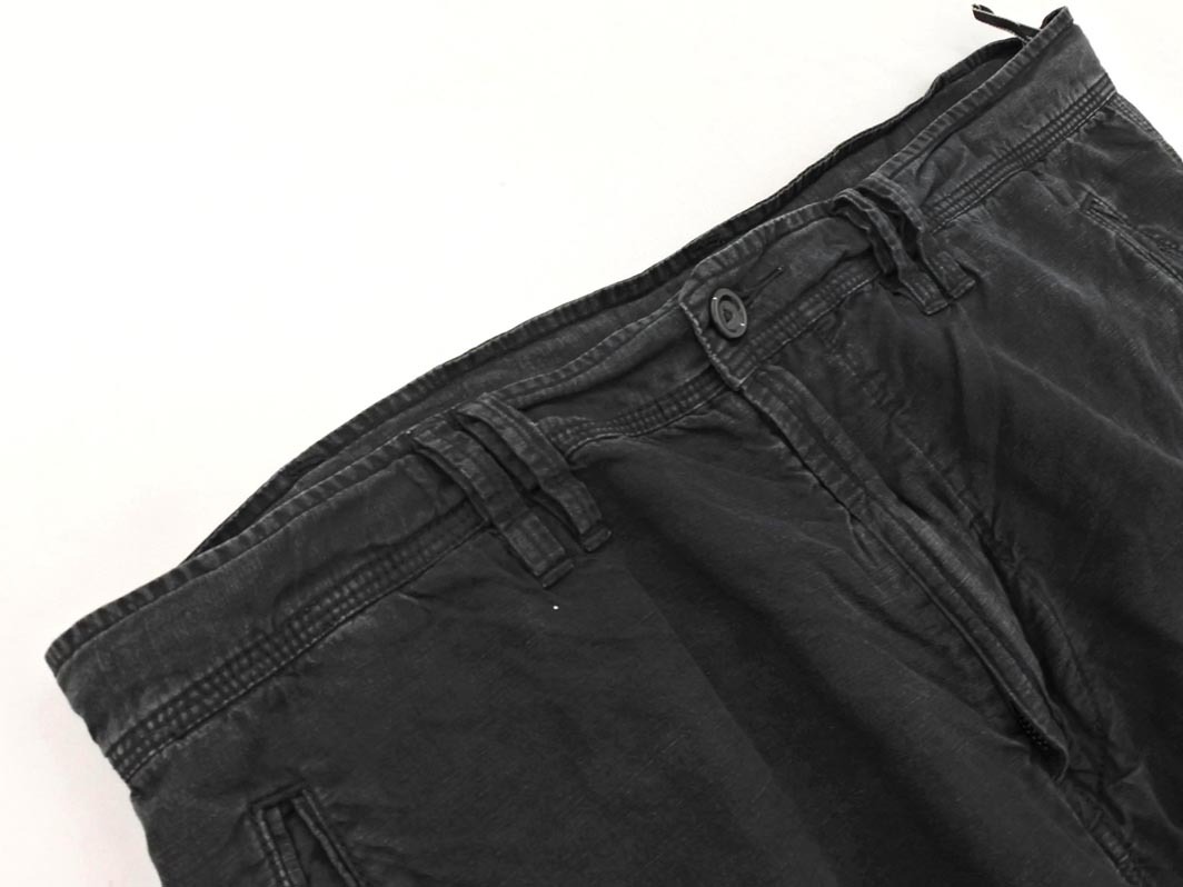 DIESEL ディーゼル 綿麻 カーゴ ハーフ パンツ size32/黒 ■◆ ☆ fjb7 メンズ_画像2