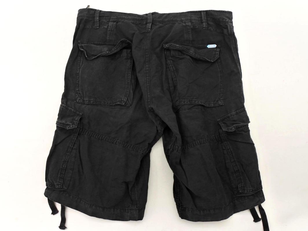 DIESEL ディーゼル 綿麻 カーゴ ハーフ パンツ size32/黒 ■◆ ☆ fjb7 メンズ_画像4