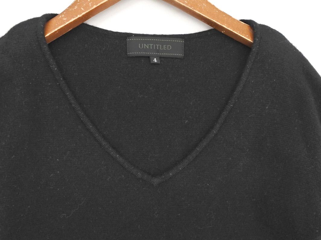 UNTITLED Untitled шерсть .V шея вязаный One-piece size4/ чёрный *# * fjb7 женский 